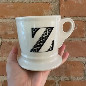 LAST CHANCE! Anthropologie Monogrammed Cream/White Mug with Black Letter Z